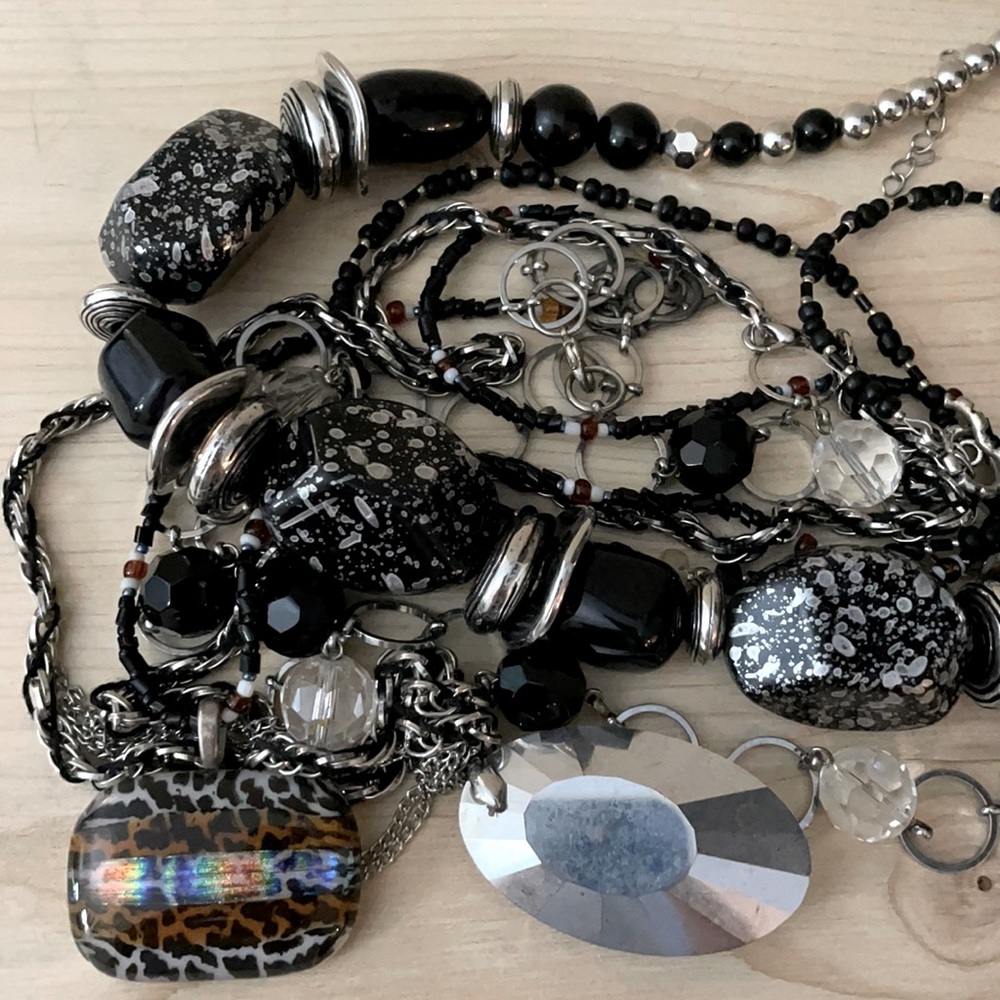 5 Black/Silver Necklaces